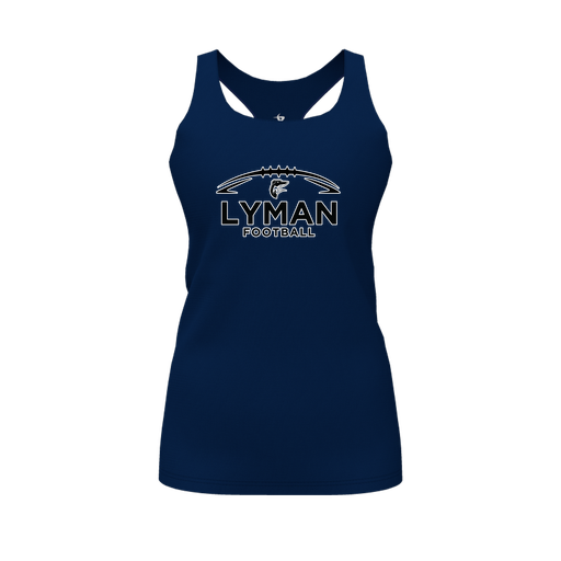 [CUS-DFW-RCBK-PER-NVY-FYS-LOGO1] Racerback Tank Top (Female Youth S, Navy, Logo 1)