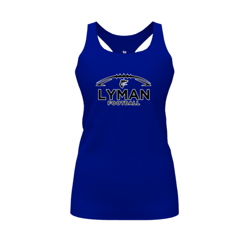 [CUS-DFW-RCBK-PER-RYL-FYS-LOGO1] Racerback Tank Top (Female Youth S, Royal, Logo 1)