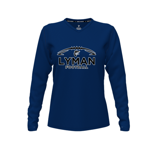 [FTLVCFNV-FYXS-LOGO1] Decker Comfort T-Shirt (Female Youth XS, Navy, V Neck, Logo 1, Long Sleeve)