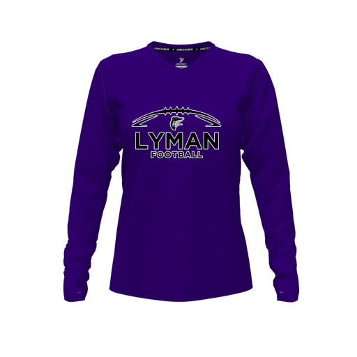 [FTLVCFPP-FYXS-LOGO1] Decker Comfort T-Shirt (Female Youth XS, Purple, V Neck, Logo 1, Long Sleeve)