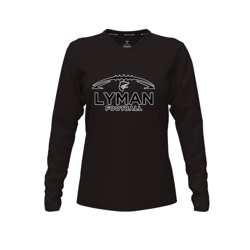 [CUS-DFW-TEES-PER-VNK-LSL-BLK-FYXS-LOGO1] Performance T-Shirt (Female Youth XS, Black, V Neck, Logo 1, Long Sleeve)