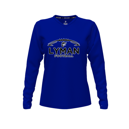 [FTLVPTRY-FYXS-LOGO1] Decker Performance T-Shirt (Female Youth XS, Royal, V Neck, Logo 1, Long Sleeve)