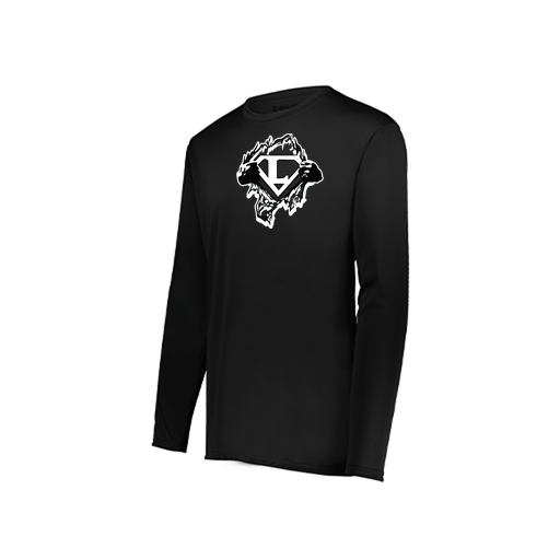 [222823.080.S-LOGO3] Youth LS Smooth Sport Shirt (Youth S, Black, Logo 3)