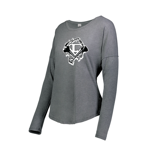 [FTLCUBGY-FAS-LOGO3] Decker Women's Tri-Blend T-Shirt - Long Sleeve (Female Adult S, Gray, Logo 3)